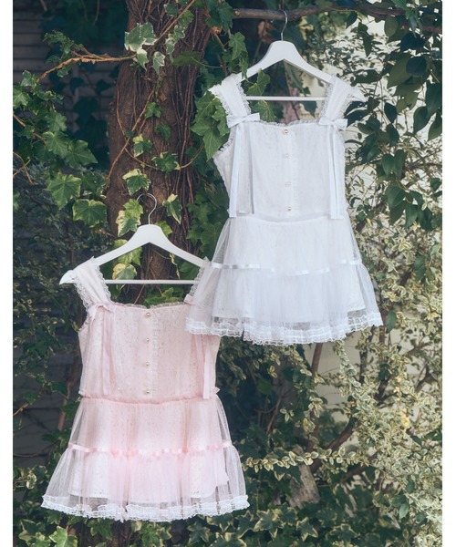mellfy memory(メルフィーメモリー)の「My sweet eden tulle tunic(シャツ/ブラウス・レディース・ピンク/ホワイト・FREE)」の3枚目の写真