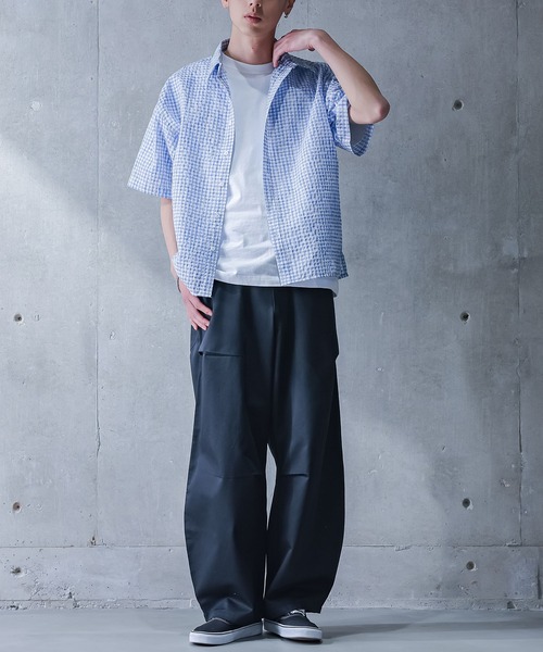 MDR(エムディアール)の「チェックシアサッカー半袖シャツ(シャツ/ブラウス・メンズ・ホワイト/ブルー・L/M)」の22枚目の写真