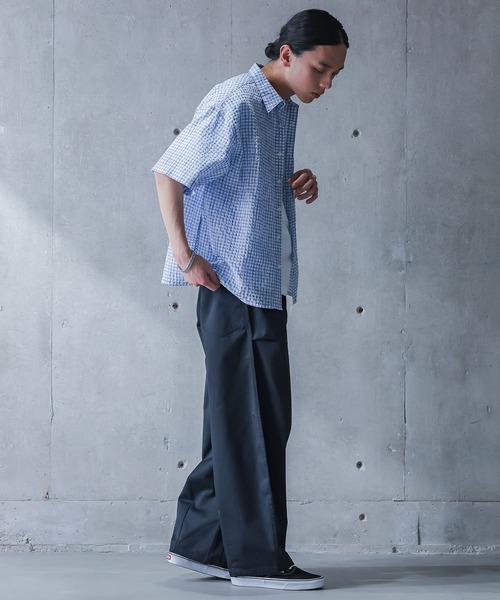MDR(エムディアール)の「チェックシアサッカー半袖シャツ(シャツ/ブラウス・メンズ・ホワイト/ブルー・L/M)」の20枚目の写真