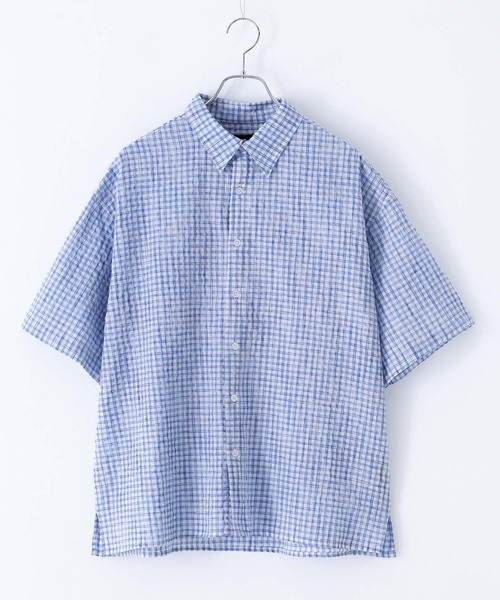 MDR(エムディアール)の「チェックシアサッカー半袖シャツ(シャツ/ブラウス・メンズ・ホワイト/ブルー・L/M)」の3枚目の写真