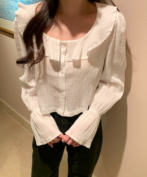 FAVORITO(ファヴォリート)の「フレア袖ブラウス(シャツ/ブラウス・レディース・ブラック/ホワイト/ピンク・F)」の9枚目の写真