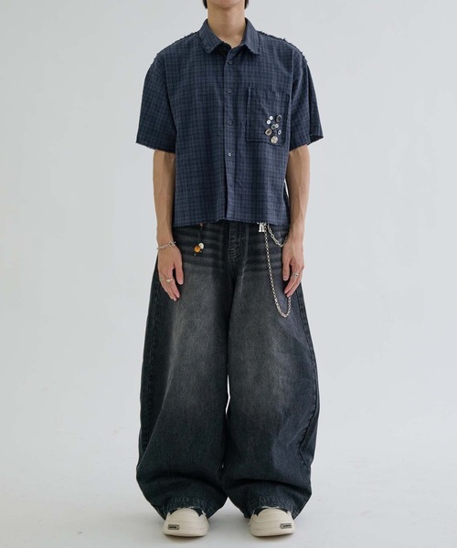 EPNK(イーピーエヌケー)の「Scattered Button fringe check shirts / スキャッタードボタンフリンジチェックシャツ(シャツ/ブラウス・メンズ・チャコールグレー/ネイビー・SMALL/MEDIUM/LARGE)」の20枚目の写真