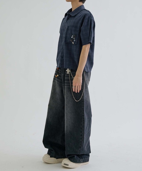 EPNK(イーピーエヌケー)の「Scattered Button fringe check shirts / スキャッタードボタンフリンジチェックシャツ(シャツ/ブラウス・メンズ・チャコールグレー/ネイビー・SMALL/MEDIUM/LARGE)」の22枚目の写真