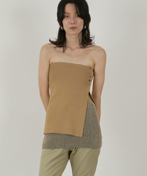 LA PEAU DE GEM（ラポドゥジェム）の「【LA PEAU DE GEM】double bustier/ダブルビスチェ（その他トップス・レディース・ブラック/ベージュ・FREE）」の2枚目の写真