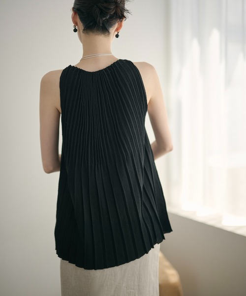 LAULEN(ローレン)の「pleats flare sleeveless knit /プリーツフレアノースリーブニット(ニット/セーター・レディース・ブラック/ベージュ/アッシュグレー・FREE)」の18枚目の写真