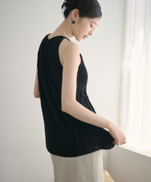 LAULEN(ローレン)の「pleats flare sleeveless knit /プリーツフレアノースリーブニット(ニット/セーター・レディース・ブラック/ベージュ/アッシュグレー・FREE)」の16枚目の写真