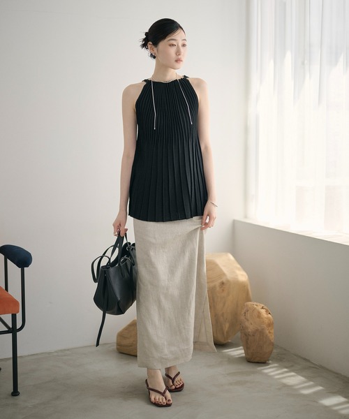 LAULEN(ローレン)の「pleats flare sleeveless knit /プリーツフレアノースリーブニット(ニット/セーター・レディース・ブラック/ベージュ/アッシュグレー・FREE)」の15枚目の写真
