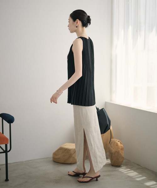 LAULEN(ローレン)の「pleats flare sleeveless knit /プリーツフレアノースリーブニット(ニット/セーター・レディース・ブラック/ベージュ/アッシュグレー・FREE)」の14枚目の写真