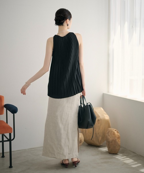 LAULEN(ローレン)の「pleats flare sleeveless knit /プリーツフレアノースリーブニット(ニット/セーター・レディース・ブラック/ベージュ/アッシュグレー・FREE)」の12枚目の写真