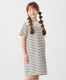 SHIPS（シップス）の「SHIPS any: レース カラー リボン 半袖 Tシャツ ワンピース <KIDS>（ワンピース）」