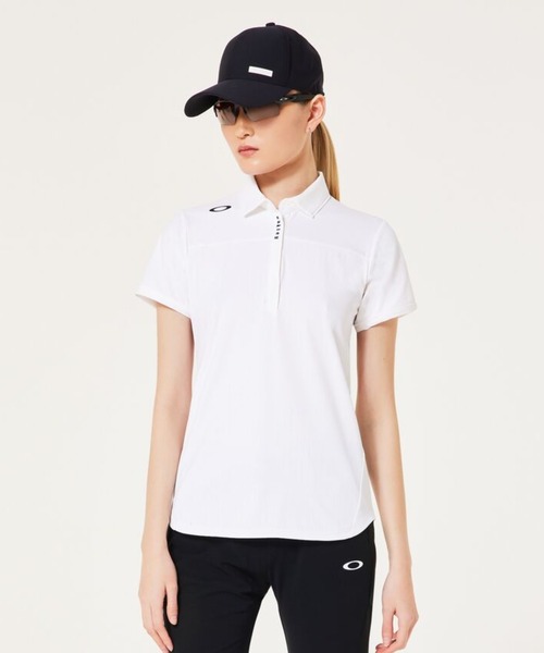 OAKLEY ELEVATE SLEEK STRIPE SHIRT поло/золотистая отделка, влагоотводящая ткань, UV‑защита