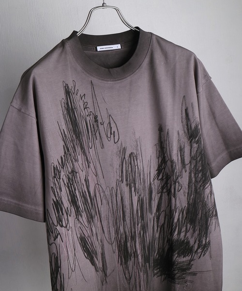 WESTSEA(ウエストシー)の「アートグラフィック ビッグシルエットTシャツ 落書き風プリント ヴィンテージライク 半袖(Tシャツ/カットソー・メンズ・グレー/パープル・L/M)」の2枚目の写真
