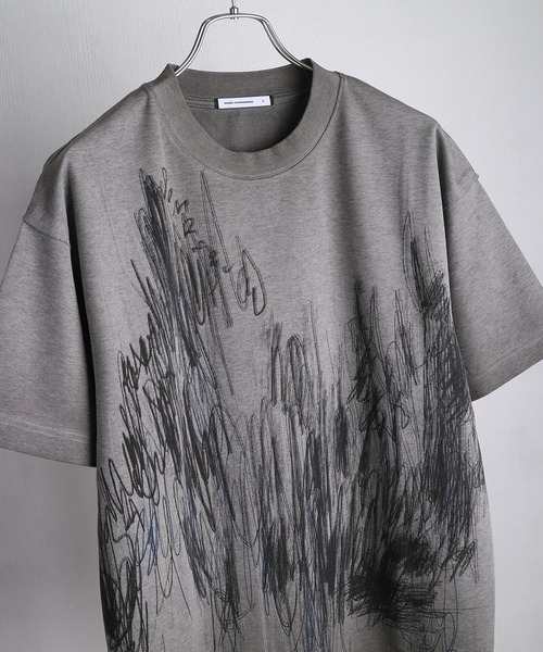 WESTSEA(ウエストシー)の「アートグラフィック ビッグシルエットTシャツ 落書き風プリント ヴィンテージライク 半袖(Tシャツ/カットソー・メンズ・グレー/パープル・L/M)」の1枚目の写真