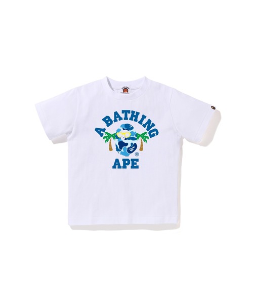 A BATHING APE(アベイシングエイプ)の「ABC CAMO COLLEGE SUMMER TEE(Tシャツ/カットソー・キッズ・ホワイト/ブラック・140/120/130/110/90/100)」の1枚目の写真