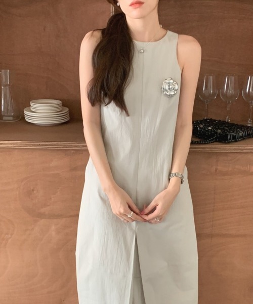 YUGA(ユーガ)の「YUGA_YGMC Korean-style American sleeve A-line dress(ワンピース・レディース・ライトグレー/ブラック/ホワイト・FREE)」の3枚目の写真