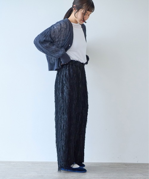 yuni(ユニ )の「R/Pe/C/L JQ relax pants(その他パンツ・レディース・ブラック/アイボリー・FREE)」の4枚目の写真