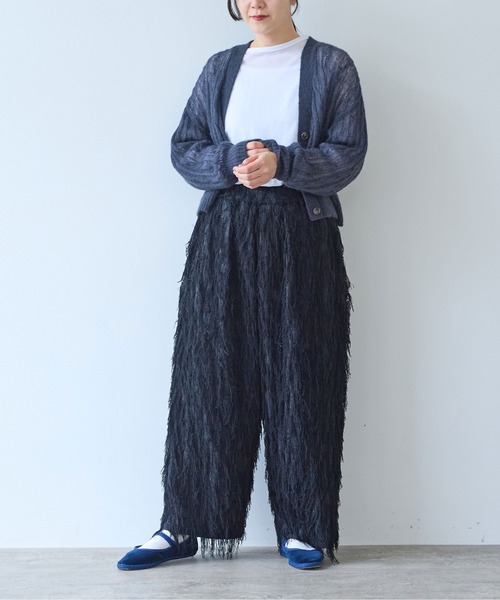 yuni(ユニ )の「R/Pe/C/L JQ relax pants(その他パンツ・レディース・ブラック/アイボリー・FREE)」の3枚目の写真