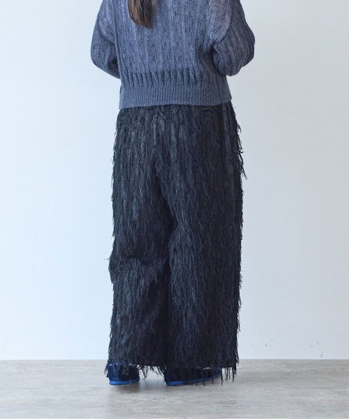 yuni(ユニ )の「R/Pe/C/L JQ relax pants(その他パンツ・レディース・ブラック/アイボリー・FREE)」の7枚目の写真