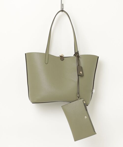 LAUREN RALPH LAUREN(ローレン ラルフ ローレン)の「フェイクレザー ラージ リバーシブル トート バッグ(トートバッグ・レディース・グリーン・ONE)」の4枚目の写真