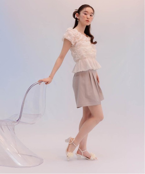 RANDA(ランダ)の「【Butterfly Collection】シアーフラワーバタフライヒールサンダル(サンダル・レディース・アイボリー/ピンク・S/M/L/LL)」の4枚目の写真