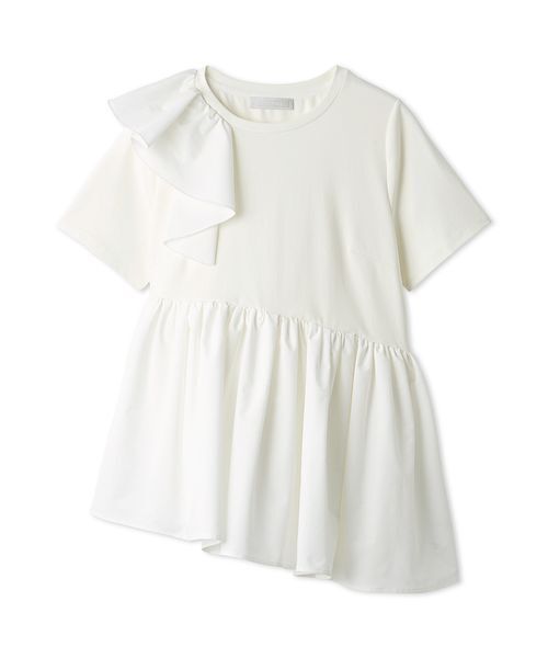 CELFORD(セルフォード)の「アシンメトリーカットチュニック(Tシャツ/カットソー・レディース・ブラック/サックスブルー/オフホワイト・F)」の2枚目の写真