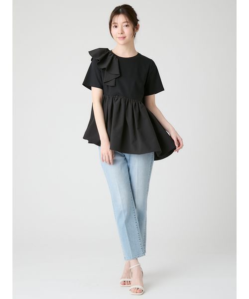CELFORD(セルフォード)の「アシンメトリーカットチュニック(Tシャツ/カットソー・レディース・ブラック/サックスブルー/オフホワイト・F)」の5枚目の写真
