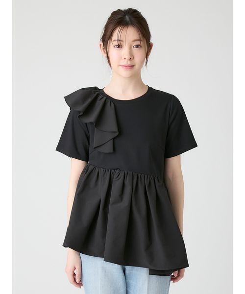 CELFORD(セルフォード)の「アシンメトリーカットチュニック(Tシャツ/カットソー・レディース・ブラック/サックスブルー/オフホワイト・F)」の6枚目の写真