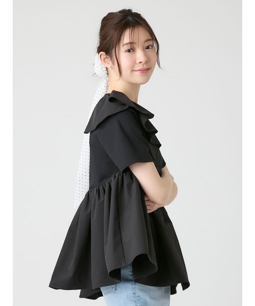 CELFORD(セルフォード)の「アシンメトリーカットチュニック(Tシャツ/カットソー・レディース・ブラック/サックスブルー/オフホワイト・F)」の8枚目の写真
