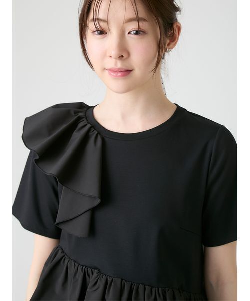 CELFORD(セルフォード)の「アシンメトリーカットチュニック(Tシャツ/カットソー・レディース・ブラック/サックスブルー/オフホワイト・F)」の9枚目の写真