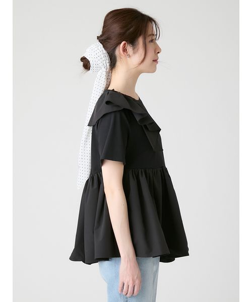 CELFORD(セルフォード)の「アシンメトリーカットチュニック(Tシャツ/カットソー・レディース・ブラック/サックスブルー/オフホワイト・F)」の14枚目の写真