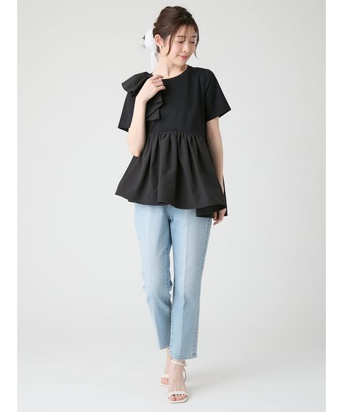 CELFORD(セルフォード)の「アシンメトリーカットチュニック(Tシャツ/カットソー・レディース・ブラック/サックスブルー/オフホワイト・F)」の15枚目の写真