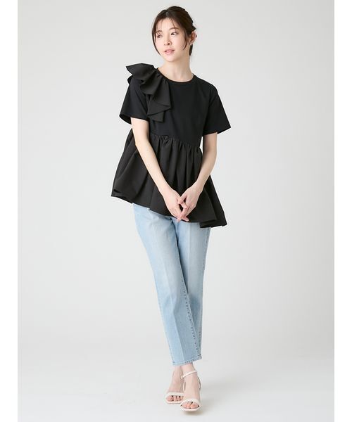 CELFORD(セルフォード)の「アシンメトリーカットチュニック(Tシャツ/カットソー・レディース・ブラック/サックスブルー/オフホワイト・F)」の16枚目の写真