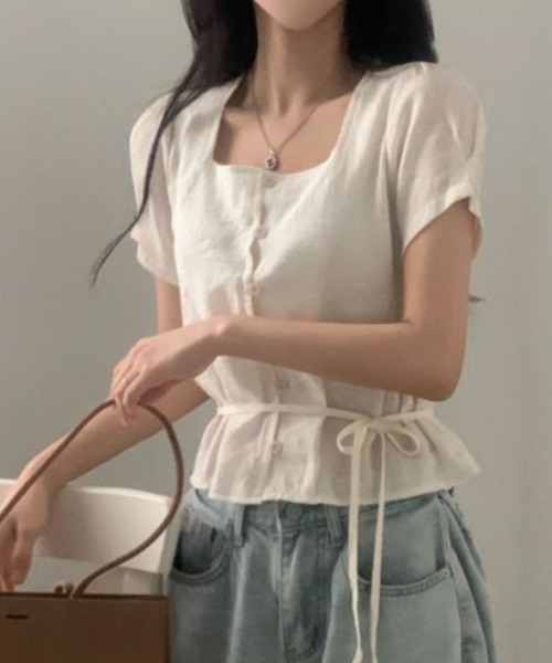 semplice（センプリチェ）の「ブラウス【韓国ファッション】（シャツ/ブラウス・レディース・グレー/ベージュ・F）」の15枚目の写真