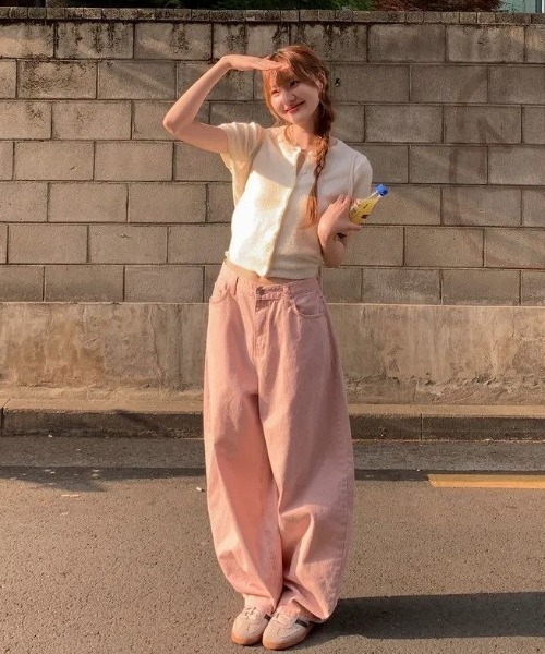 ViViDAY(ビビデー)の「バックハートポケット デニムワイドパンツ(デニムパンツ・レディース・ピンク・L/M/S)」の12枚目の写真