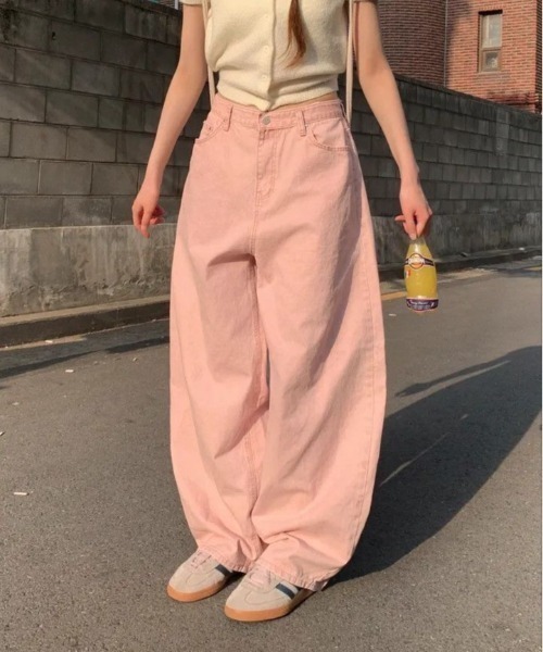 ViViDAY(ビビデー)の「バックハートポケット デニムワイドパンツ(デニムパンツ・レディース・ピンク・L/M/S)」の14枚目の写真