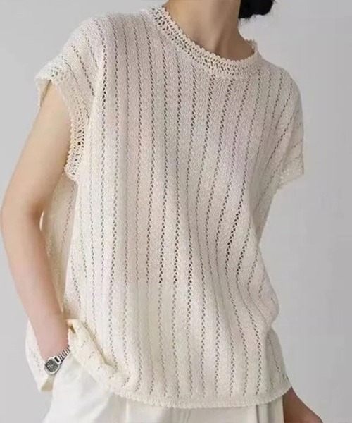 Flugge(フラッジー)の「半袖レーストップス(その他トップス・レディース・ホワイト/ネイビー・MEDIUM/LARGE)」の6枚目の写真