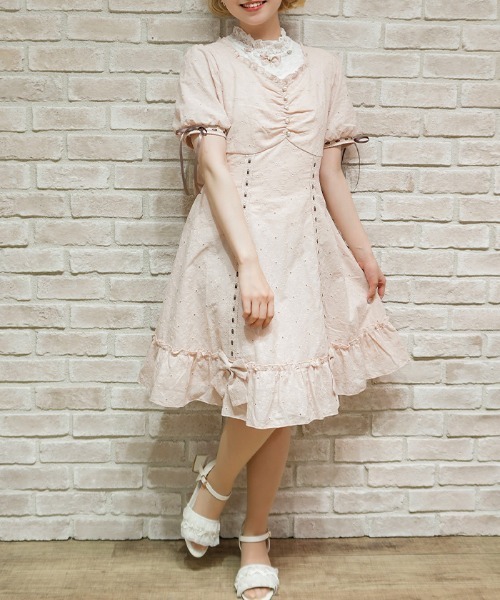 axes femme POETIQUE(アクシーズファムポエティック)の「梯子レースコットンOP(ワンピース・レディース・ピンク/ミント/ホワイト・MEDIUM)」の3枚目の写真