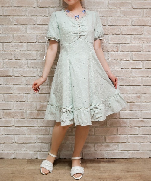 axes femme POETIQUE(アクシーズファムポエティック)の「梯子レースコットンOP(ワンピース・レディース・ピンク/ミント/ホワイト・MEDIUM)」の2枚目の写真