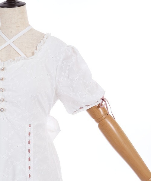 axes femme POETIQUE(アクシーズファムポエティック)の「梯子レースコットンOP(ワンピース・レディース・ピンク/ミント/ホワイト・MEDIUM)」の7枚目の写真