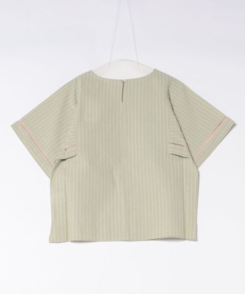 Jines(ジネス)の「コットンストライプハンカチスリーブブラウス(シャツ/ブラウス・レディース・ブルー/グリーン・38)」の3枚目の写真