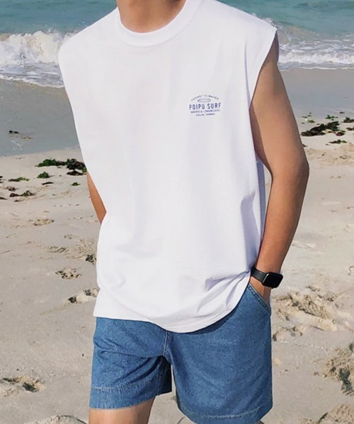 NOWLE(ノウル)の「【NOWLE】カウアイサーフ バックプリント ノースリーブTシャツ / カレッジライク タンクトップ トップス(タンクトップ・メンズ・ホワイト・FREE)」の3枚目の写真