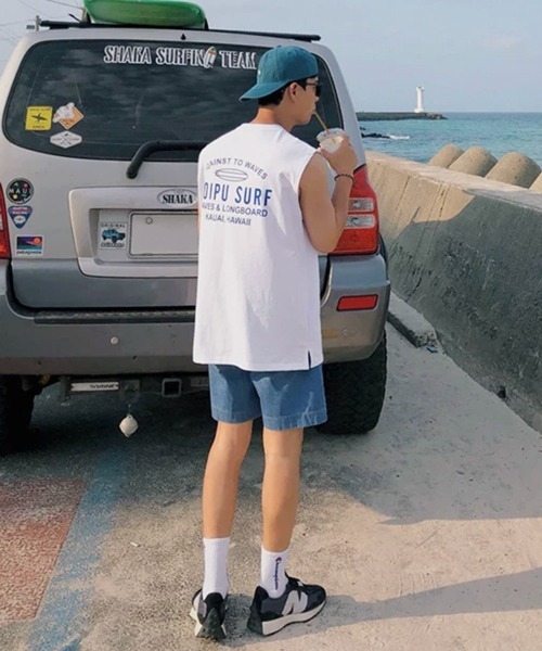 NOWLE(ノウル)の「【NOWLE】カウアイサーフ バックプリント ノースリーブTシャツ / カレッジライク タンクトップ トップス(タンクトップ・メンズ・ホワイト・FREE)」の16枚目の写真