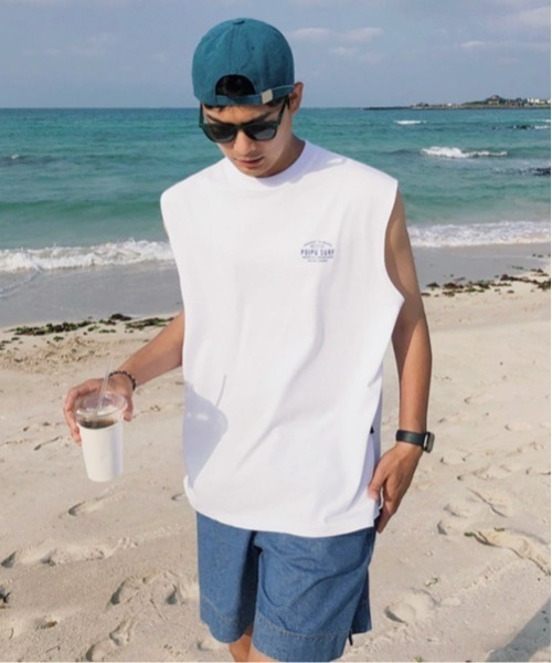 NOWLE(ノウル)の「【NOWLE】カウアイサーフ バックプリント ノースリーブTシャツ / カレッジライク タンクトップ トップス(タンクトップ・メンズ・ホワイト・FREE)」の2枚目の写真