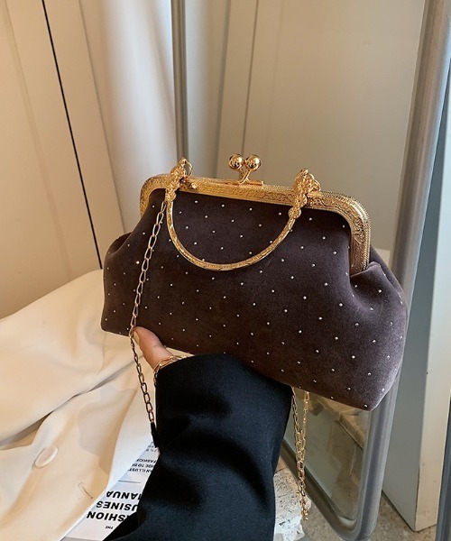boemy(ボエミー)の「ベロアがま口チェーン ショルダーバッグ(ショルダーバッグ・レディース・ピンク/ブラック/ブラウン/ボルドー・FREE)」の5枚目の写真