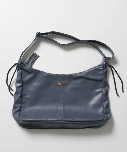 SEQUENZ（シークエンズ）の「※WEB限定 / フェイクレザー フェイクスエード メタルプレート 雑貨 バック / シャーリングショルダーバック / sqnz shirring bag（トートバッグ・メンズ・ブラック/ライトブルー/チャコール・FREE）」の16枚目の写真