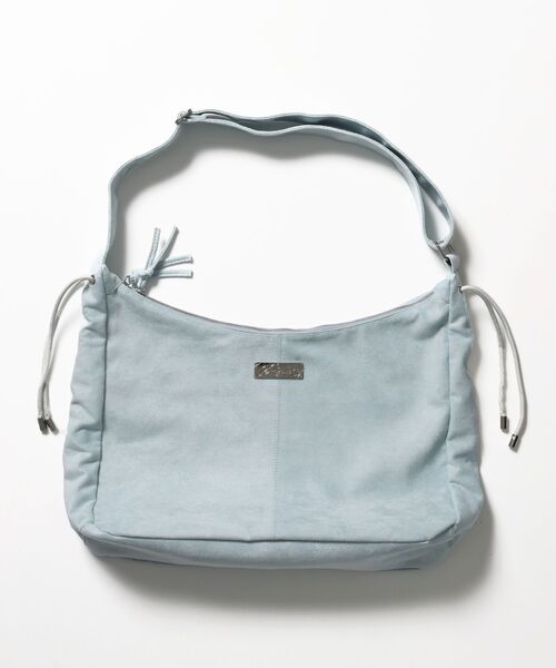 SEQUENZ（シークエンズ）の「※WEB限定 / フェイクレザー フェイクスエード メタルプレート 雑貨 バック / シャーリングショルダーバック / sqnz shirring bag（トートバッグ・メンズ・ブラック/ライトブルー/チャコール・FREE）」の11枚目の写真