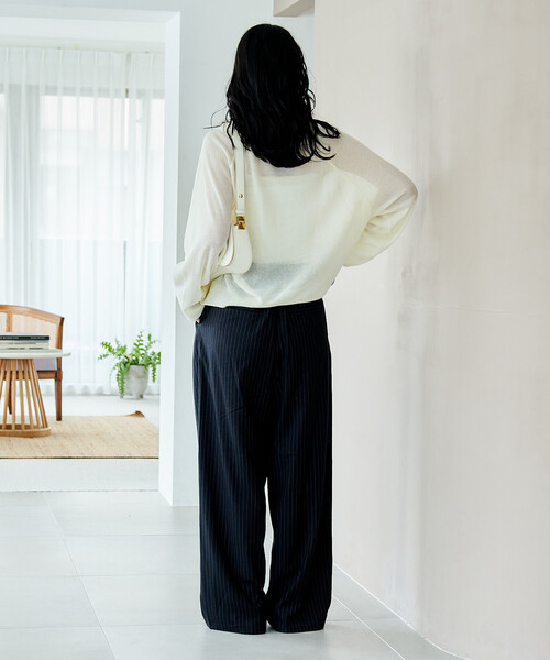 FREAK'S STORE（フリークスストア）の「【セットアイテム】カップ付キャミ ＆ シアー サマーニットセット（Tシャツ/カットソー・レディース・ピンク/オフホワイト/ブラック・ﾌﾘ-）」の9枚目の写真