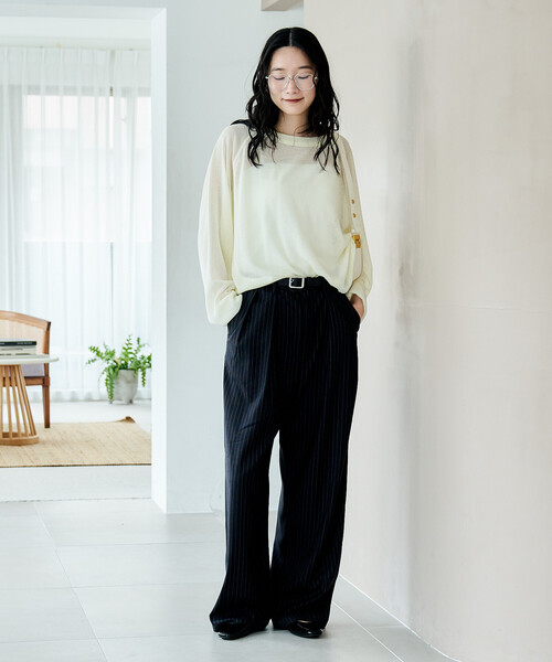 FREAK'S STORE（フリークスストア）の「【セットアイテム】カップ付キャミ ＆ シアー サマーニットセット（Tシャツ/カットソー・レディース・ピンク/オフホワイト/ブラック・ﾌﾘ-）」の10枚目の写真