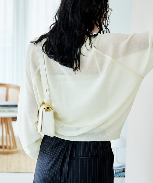 FREAK'S STORE（フリークスストア）の「【セットアイテム】カップ付キャミ ＆ シアー サマーニットセット（Tシャツ/カットソー・レディース・ピンク/オフホワイト/ブラック・ﾌﾘ-）」の14枚目の写真