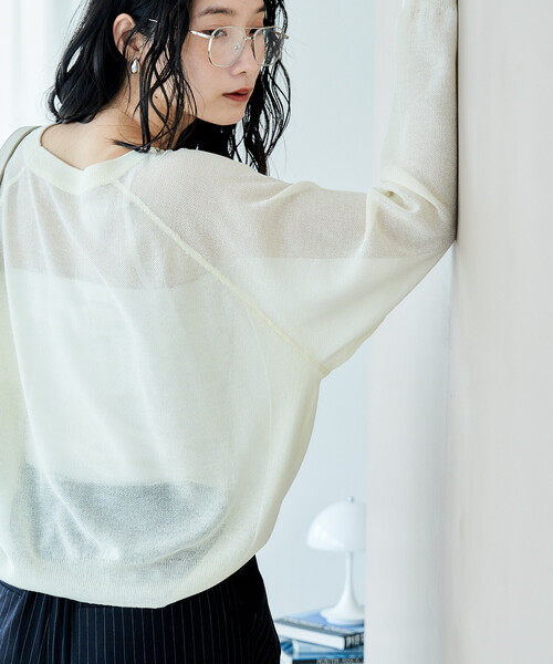 FREAK'S STORE（フリークスストア）の「【セットアイテム】カップ付キャミ ＆ シアー サマーニットセット（Tシャツ/カットソー・レディース・ピンク/オフホワイト/ブラック・ﾌﾘ-）」の15枚目の写真
